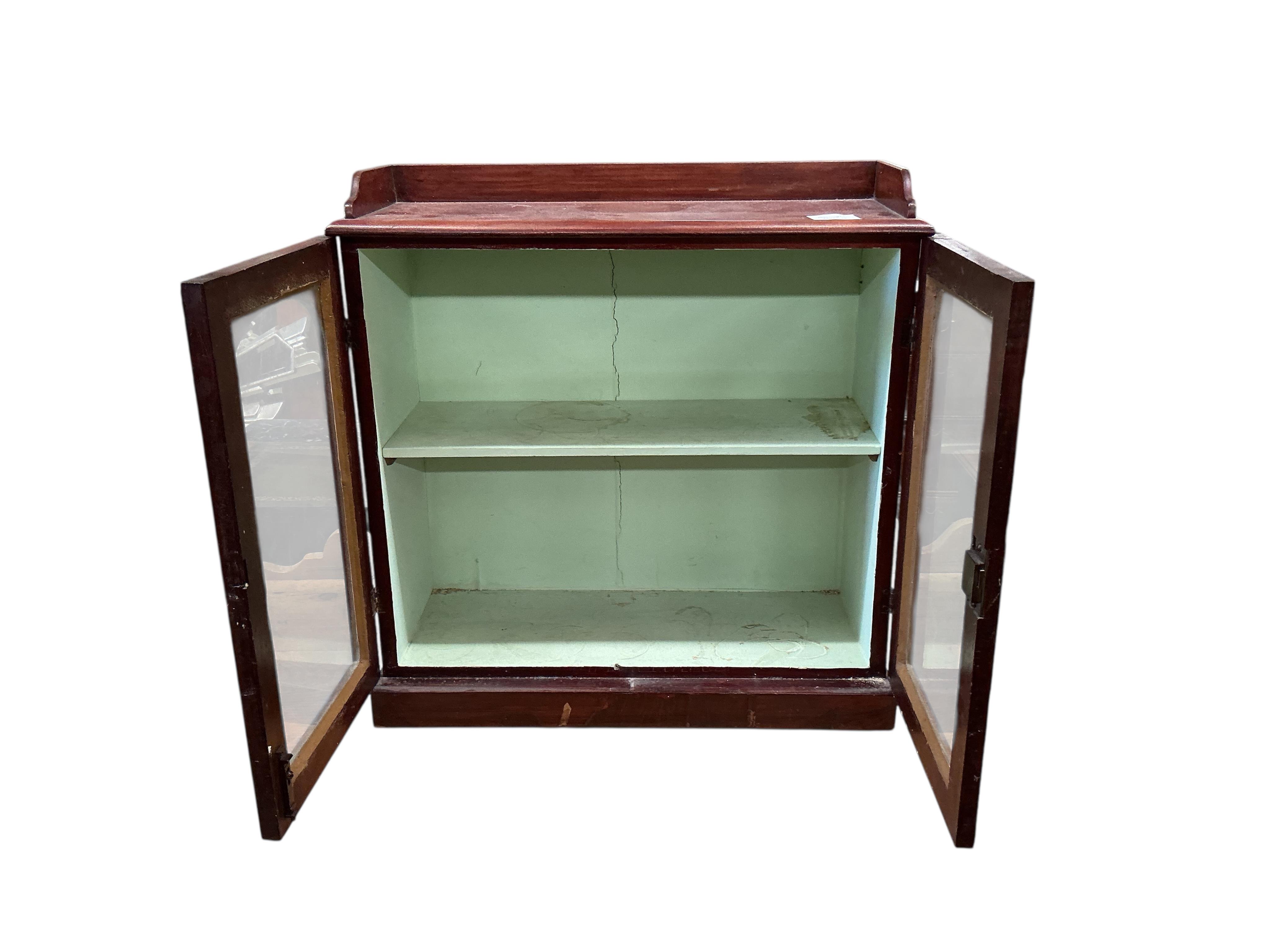 A Victorian mahogany glazed wall cabinet, width 51cm, depth 19cm, height 52cm
